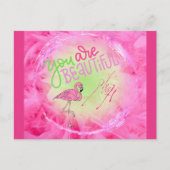 Roze flamingo Je bent prachtig Inspirerend Briefkaart (Voorkant)