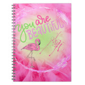 Roze flamingo Je bent prachtig Inspirerend Notitieboek (Voorkant)