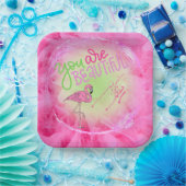 Roze flamingo Je bent prachtig Inspirerend Papieren Bordje (Feest)