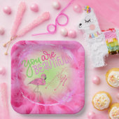 Roze flamingo Je bent prachtig Inspirerend Papieren Bordje (Feest)