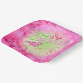 Roze flamingo Je bent prachtig Inspirerend Papieren Bordje (Gebogen)