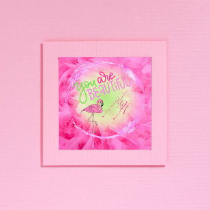 Roze flamingo Je bent prachtig Inspirerend Poster