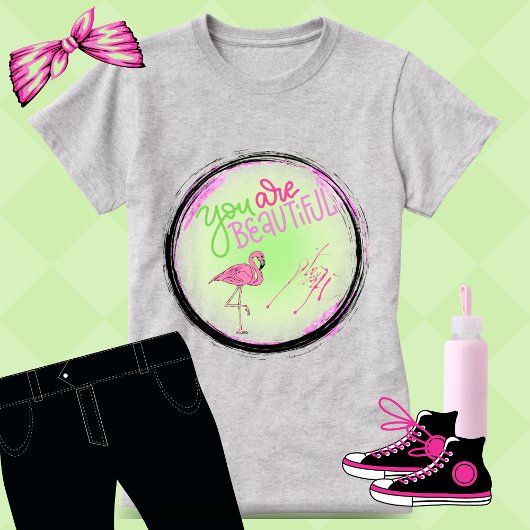 Roze flamingo Je bent prachtig Inspirerend T-shirt