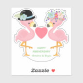 Roze Flamingo Jubileum Paar Contour Sticker (Vel)