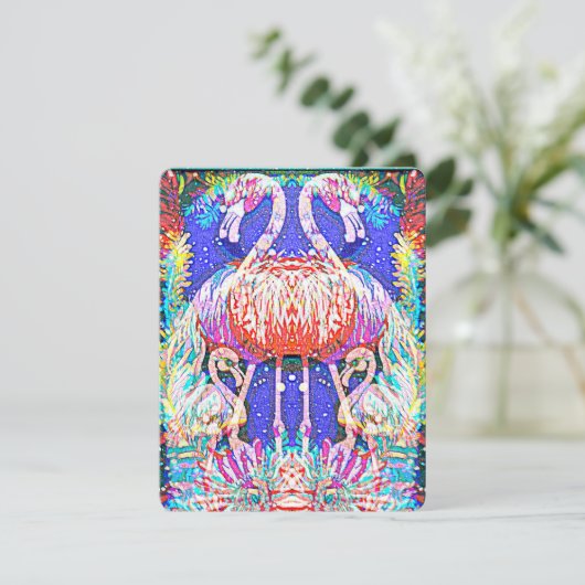 Roze Flamingo Kaart (Staand voorkant)