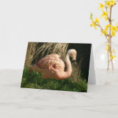 Roze Flamingo Kaart (Gele Bloem)