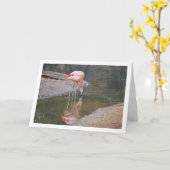 Roze Flamingo Kaart (Gele Bloem)