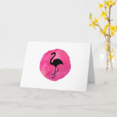 Roze Flamingo Kaart (Gele Bloem)