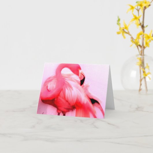 Roze Flamingo Kaart (Gele Bloem)
