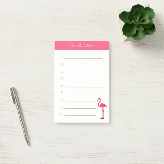Roze flamingo & kalligrafie op wit gelinieerd post-it® notes (Kantoor)