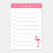 Roze flamingo & kalligrafie op wit gelinieerd post-it® notes (Voorkant)