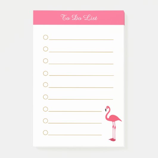 Roze flamingo & kalligrafie op wit gelinieerd post-it® notes (Voorkant)