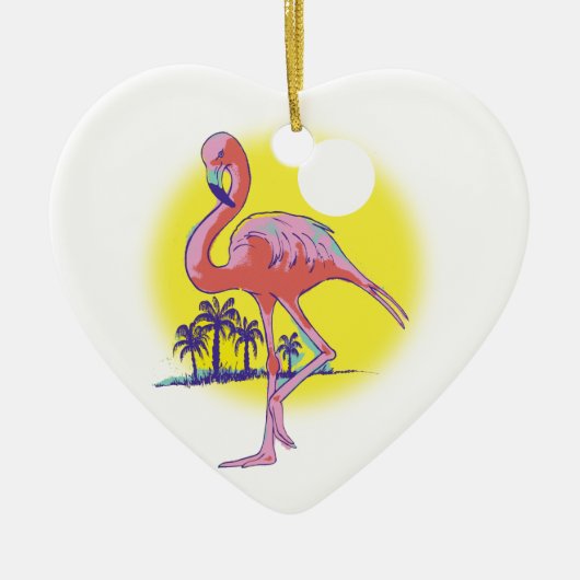 Roze Flamingo Keramisch Ornament (Voorkant)