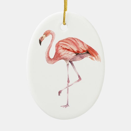 Roze Flamingo Keramisch Ornament (Voorkant)