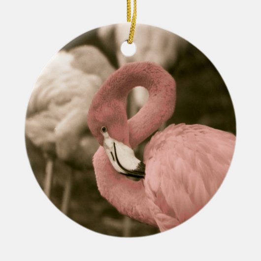Roze Flamingo Keramisch Ornament (Voorkant)