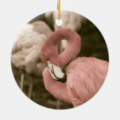Roze Flamingo Keramisch Ornament (Achterkant)