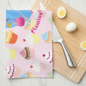 Roze Flamingo Kerst Cocktails en Cupcakes Theedoek (Quarter Fold)