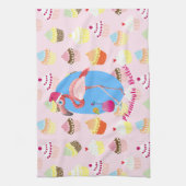 Roze Flamingo Kerst Cocktails en Cupcakes Theedoek (Verticaal)