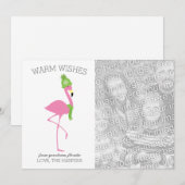 Roze Flamingo Kerst Kaart (Voorkant / Achterkant)