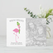 Roze Flamingo Kerst Kaart (Staand voorkant)