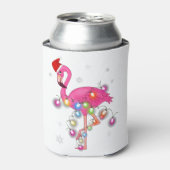 Roze flamingo kerst kerst met feestdagen blikjeskoeler (Blikje Voorkant)