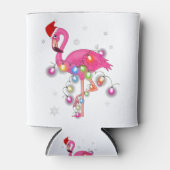 Roze flamingo kerst kerst met feestdagen blikjeskoeler (Voorkant)