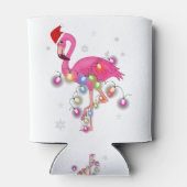 Roze flamingo kerst kerst met feestdagen blikjeskoeler (Achterkant)