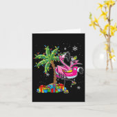 Roze Flamingo Kerst Palm Tree Tropische Kerstmis H Kaart (Gele Bloem)