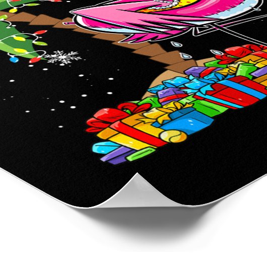 Roze Flamingo Kerst Palm Tree Tropische Kerstmis H Poster (Hoek)