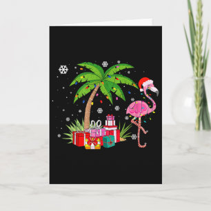 Roze Flamingo Kerst Palmboom Tropisch Kerstmis Fu Kaart