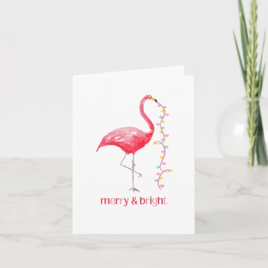 Roze Flamingo Kerst Retro Tropisch Feestdagen Kaart (Voorkant)