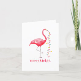 Roze Flamingo Kerst Retro Tropisch Feestdagen Kaart
