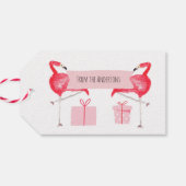 Roze Flamingo Kerst Retro Tropische Vakantie Cadeaulabel (Achterkant Horizontaal)