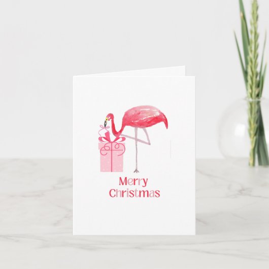 Roze Flamingo Kerst Retro Tropische Vakantie Feestdagen Kaart (Voorkant)