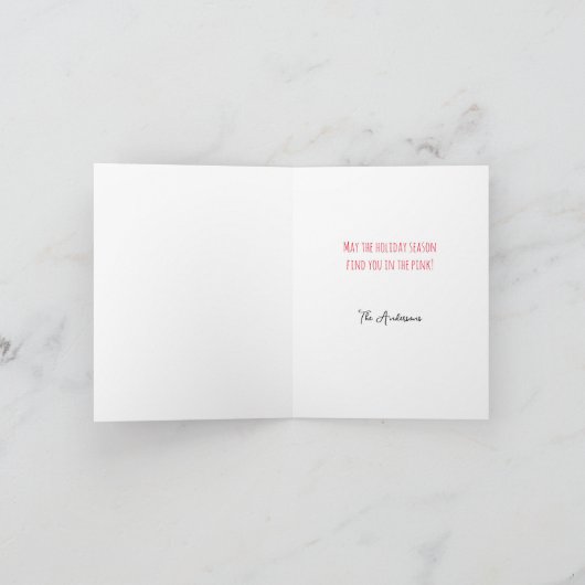 Roze Flamingo Kerst Retro Tropische Vakantie Feestdagen Kaart (Binnen)