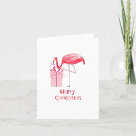 Roze Flamingo Kerst Retro Tropische Vakantie Feestdagen Kaart
