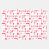 Roze Flamingo Kerst Retro Tropische Vakantie Inpakpapier Vel (Voorkant 2)