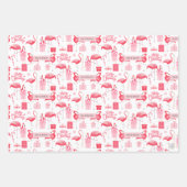 Roze Flamingo Kerst Retro Tropische Vakantie Inpakpapier Vel (Voorkant)
