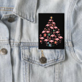 Roze Flamingo Kerstboom Flamingo's Vakantie Button (Insitu)