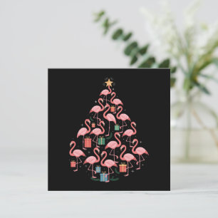 Roze Flamingo Kerstboom Flamingo's Vakantie Feestdagenkaart