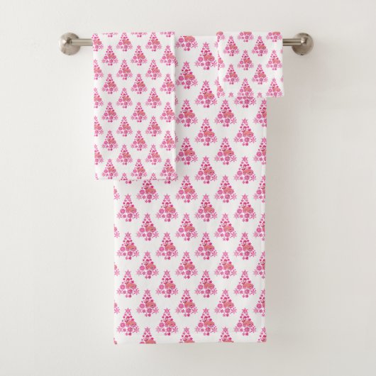 Roze Flamingo Kerstboom Patroon Bad Handdoek (Insitu)