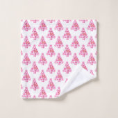 Roze Flamingo Kerstboom Patroon Bad Handdoek (Wasdoekje)