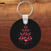 Roze Flamingo Kerstboom Schattige Flamingo's Kerst Sleutelhanger (Voorkant)