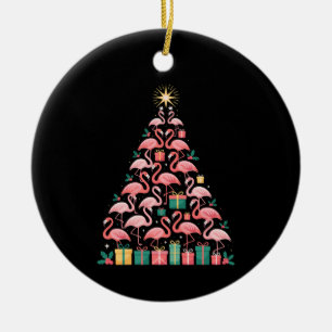 Roze Flamingo Kerstboom Schattige Kerst Vakantie Keramisch Ornament