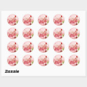 Roze Flamingo Kerstcadeautags Ronde Sticker (Vel)