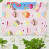 Roze Flamingo Kerstcocktails en cupcakes Theedoek (Gevouwen)