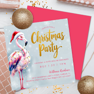Roze Flamingo Kerstfeest uitnodiging