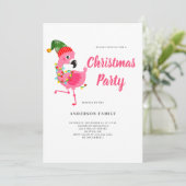 Roze Flamingo Kerstfeest uitnodiging (Staand voorkant)