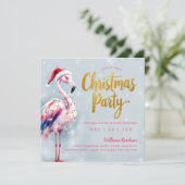 Roze Flamingo Kerstfeest uitnodiging (Staand voorkant)
