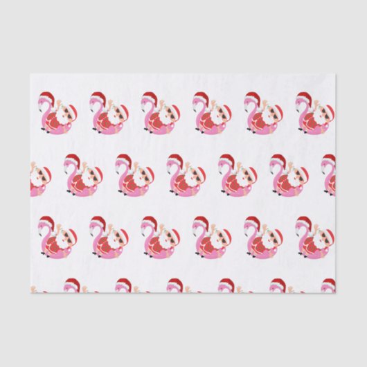 Roze Flamingo Kerstman Kerstvakantie Tissuepapier (Voorkant)
